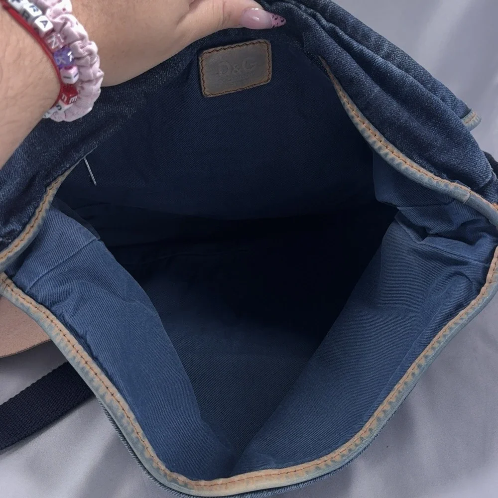 Vintage Dolce & Gabbana Audacious Messenger Bag Blue Denim Y2K Archive Rare